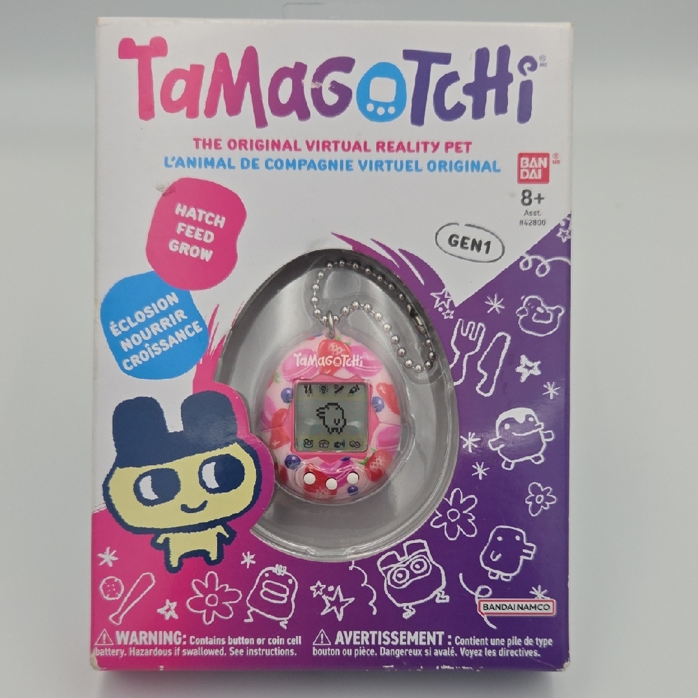 Tamagotchi Gen 1 Bandai 2022 Pink Strawberry Macaroon Virtual Reality Pet NIB